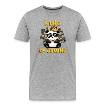 Roi du jeu vidéo - panda - T-shirt bio Premium Homme - gris chiné - Devant - Damien (186cm)