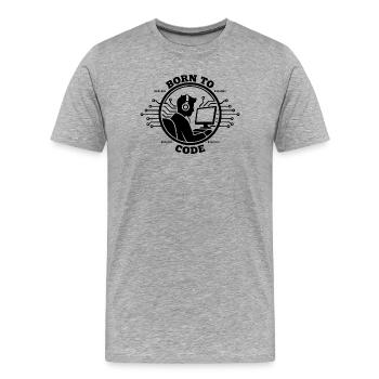 Codeur né pour coder Programmeur - T-shirt bio Premium Homme - gris chiné - Devant - Damien (186cm)