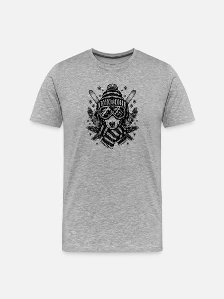 Skiing Dachshund Dog Ski - Men's Premium Organic T-Shirt - heather grey