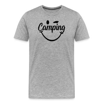 Camping Smile - Men's Premium Organic T-Shirt - heather grey - Front - Damien (186cm)