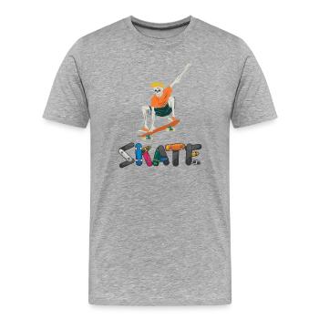 Skull Skater Vintage Farben Retro Graphic  - Männer Premium Bio T-Shirt - Grau meliert - Vorne - Damien (186cm)