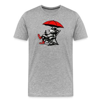 Ratte mit Sonnenschirm Relax - Männer Premium Bio T-Shirt - Grau meliert - Vorne - Damien (186cm)