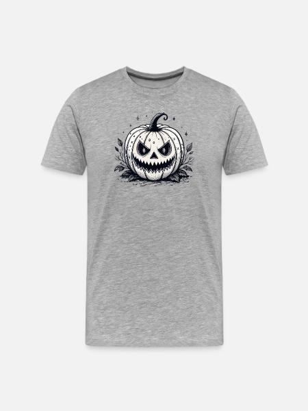 Retro Monochrome Pumpkin - Men's Premium Organic T-Shirt - heather grey