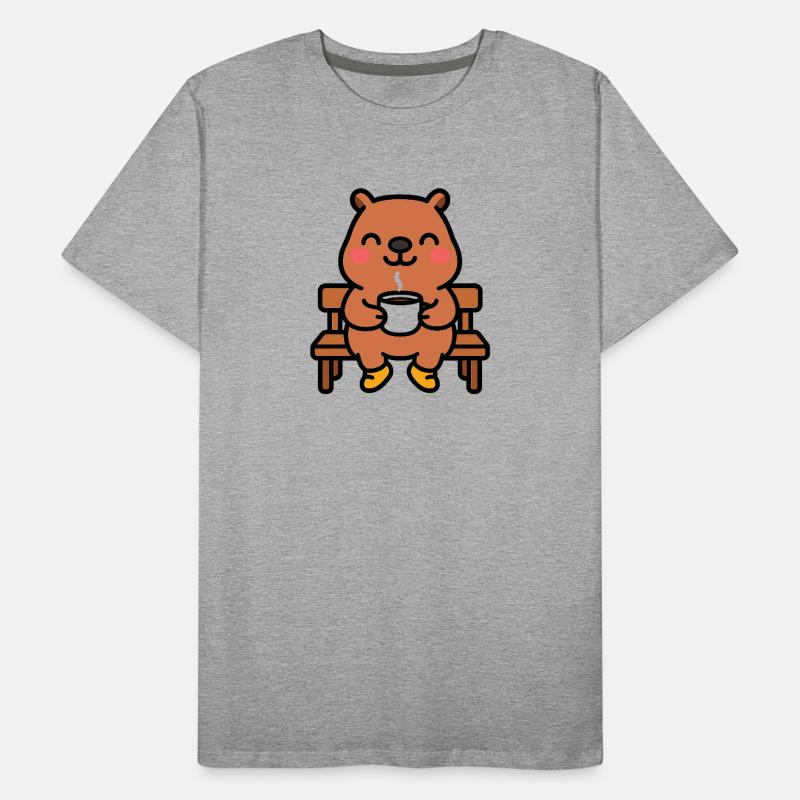 Capybara on a coffee bench Men's Premium Organic T-Shirt