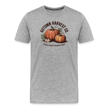 Publicité de fruits vintage – Citrouille - T-shirt bio Premium Homme - gris chiné - Devant - Damien (186cm)