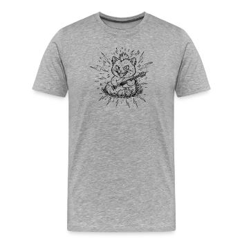 Punkrock-Katze mit Rebellenseele - Männer Premium Bio T-Shirt - Grau meliert - Vorne - Damien (186cm)