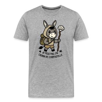 Je peux pas j'ai Chemin de Compostelle - T-shirt bio Premium Homme - gris chiné - Devant - Damien (186cm)