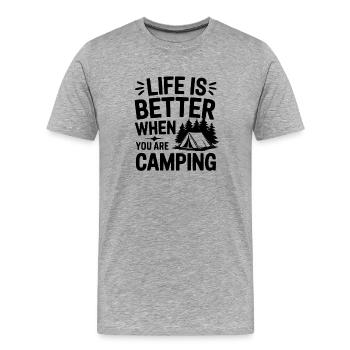 Das Leben im Wohnmobil ist besser beim Camping - Männer Premium Bio T-Shirt - Grau meliert - Vorne - Damien (186cm)