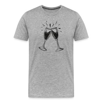 Vin mousseux-Prosecco-verre-noir - T-shirt bio Premium Homme - gris chiné - Devant - Damien (186cm)