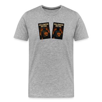 Halloween Hoodie Kürbis Glow - Männer Premium Bio T-Shirt - Grau meliert - Vorne - Damien (186cm)