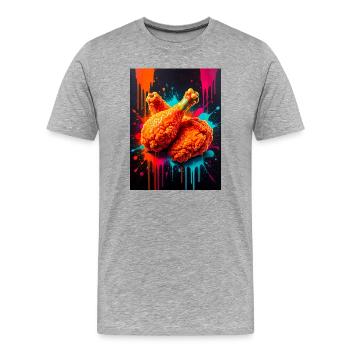 Goldenes Brathähnchen, das durch die Wellen bricht - Männer Premium Bio T-Shirt - Grau meliert - Vorne - Damien (186cm)