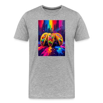 Des tacos colorés dansant dans une fiesta de néons vibrante - T-shirt bio Premium Homme - gris chiné - Devant - Damien (186cm)