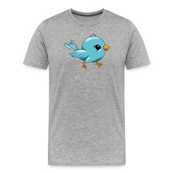 Cute happy blue birdie - Men's Premium Organic T-Shirt - heather grey - Front - Damien (186cm)