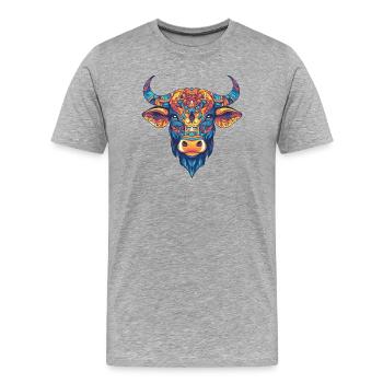 Taureau coloré - T-shirt bio Premium Homme - gris chiné - Devant - Damien (186cm)
