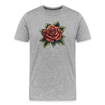 Rose Blume - Männer Premium Bio T-Shirt - Grau meliert - Vorne - Damien (186cm)