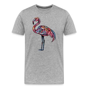 Flamingo Bunt - Männer Premium Bio T-Shirt - Grau meliert - Vorne - Damien (186cm)