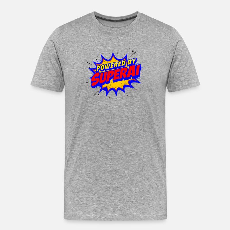 Angetrieben von SuperAI - Männer Premium Bio T-Shirt - Grau meliert