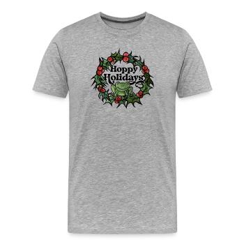 Frog in Holly Wreath - Men's Premium Organic T-Shirt - heather grey - Front - Damien (186cm)
