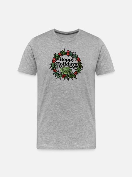 Frosch im Stechpalmenkranz - Männer Premium Bio T-Shirt - Grau meliert