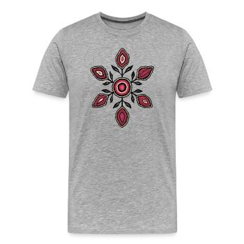 Rose Petal Mandala Pattern - Men's Premium Organic T-Shirt - heather grey - Front - Damien (186cm)