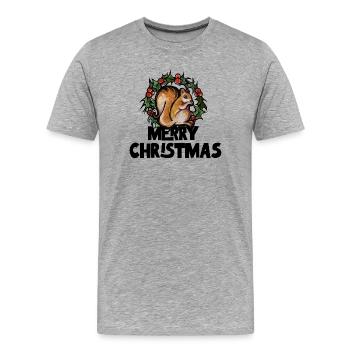 Squirrel Among Holly Wreath - Men's Premium Organic T-Shirt - heather grey - Front - Damien (186cm)