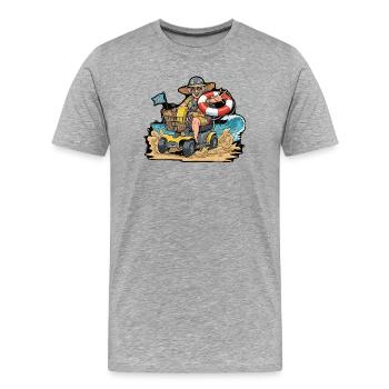 Mamie d’aventure estivale en scooter de mobilité - T-shirt bio Premium Homme - gris chiné - Devant - Damien (186cm)