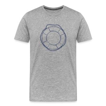 Nautic Design Bouée de sauvetage Line Art Nautique - T-shirt bio Premium Homme - gris chiné - Devant - Damien (186cm)