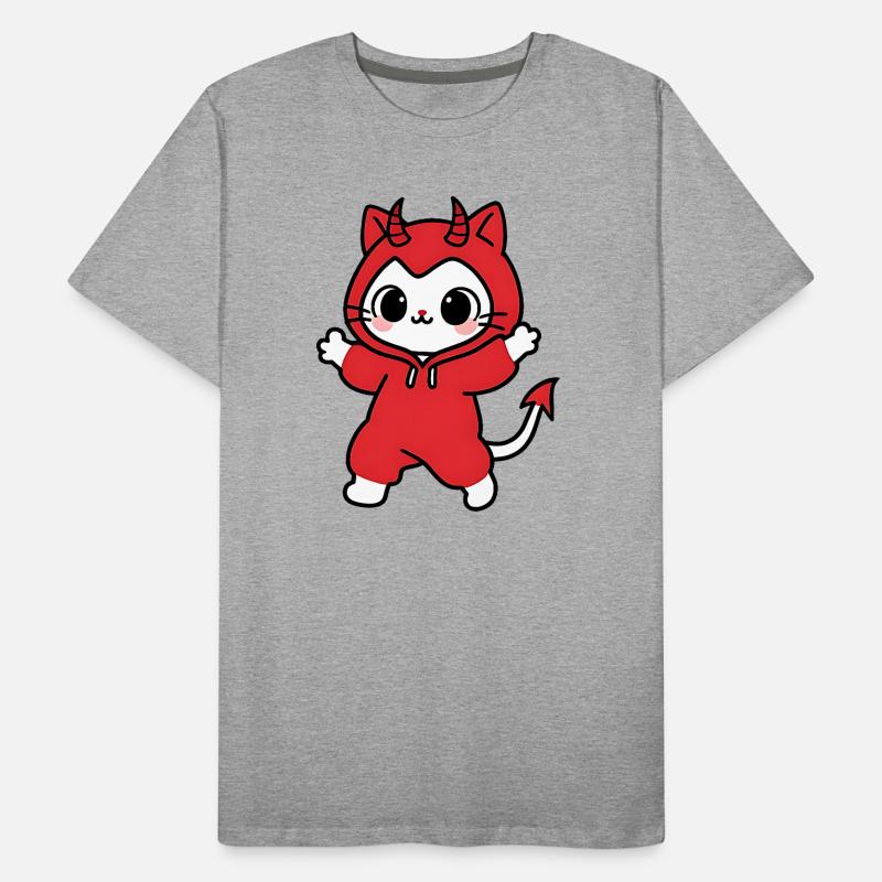 Cat Devil Kapuzenpullover Rot Männer Premium Bio T-Shirt