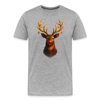 Weihnachten Rentier Low Poly - Männer Premium Bio T-Shirt - Grau meliert - Vorne - Damien (186cm)