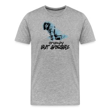 Blaues Hundeporträt im Stencil-Stil - Männer Premium Bio T-Shirt - Grau meliert - Vorne - Damien (186cm)