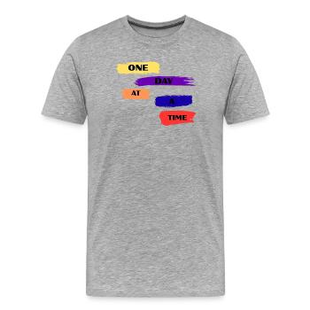 Ein Tag nach dem anderen Pinsel Zitat - Männer Premium Bio T-Shirt - Grau meliert - Vorne - Damien (186cm)