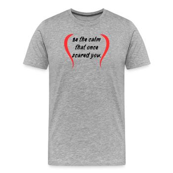 Courbes de silhouette cramoisi - T-shirt bio Premium Homme - gris chiné - Devant - Damien (186cm)