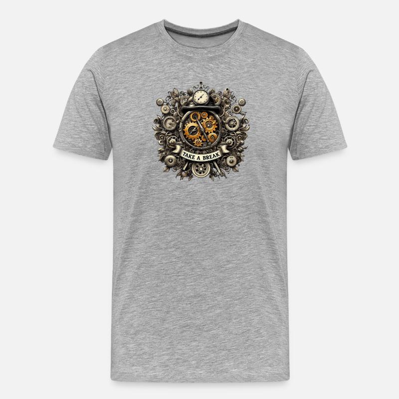 TAKE_A_BREAK - Männer Premium Bio T-Shirt - Grau meliert