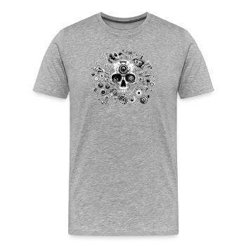 STEAMPUNK SKULL - Men's Premium Organic T-Shirt - heather grey - Front - Damien (186cm)