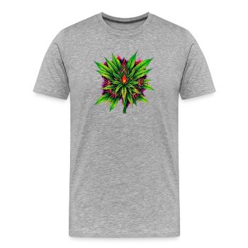 Feuer Mandala Cannabisblatt Stern - Männer Premium Bio T-Shirt - Grau meliert - Vorne - Damien (186cm)