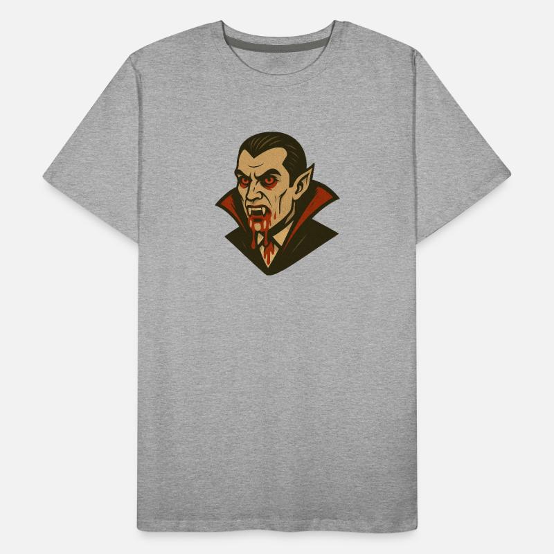 Vampire Dracula Illustration Retro Style Halloween Men's Premium Organic T-Shirt