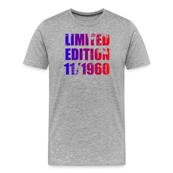 65. Geburtstag Limited Edition 11/1960 - Männer Premium Bio T-Shirt - Grau meliert - Vorne - Damien (186cm)
