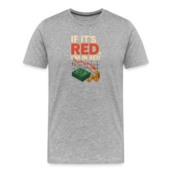 Marché Rouge Bedtime Finance - T-shirt bio Premium Homme - gris chiné - Devant - Damien (186cm)