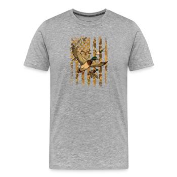 Enten mit Tarnung US-Flagge Wasservögel Stolz - Männer Premium Bio T-Shirt - Grau meliert - Vorne - Damien (186cm)