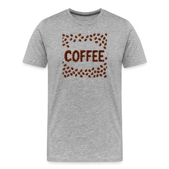 Kaffeebohnen Wortdesign - Männer Premium Bio T-Shirt - Grau meliert - Vorne - Damien (186cm)