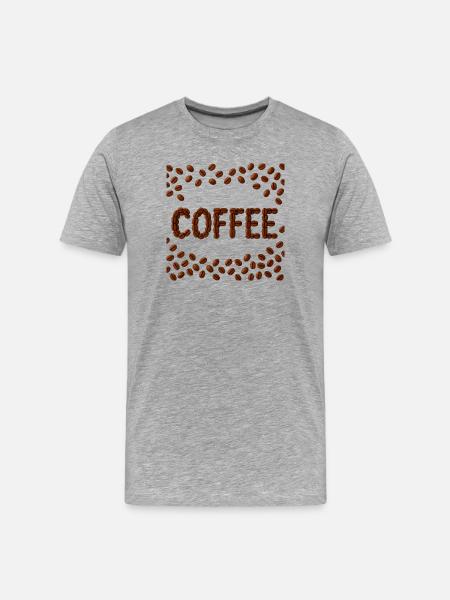 Kaffeebohnen Wortdesign - Männer Premium Bio T-Shirt - Grau meliert