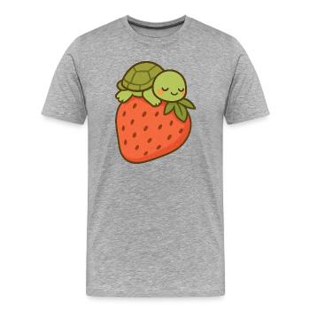 Tortue Fraise Cosy - T-shirt bio Premium Homme - gris chiné - Devant - Damien (186cm)