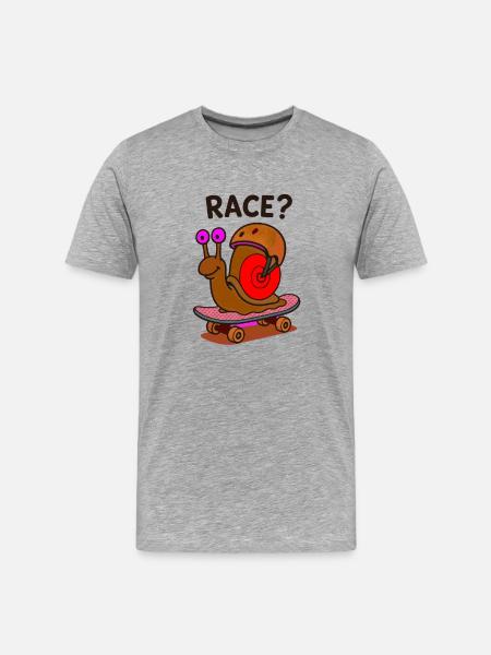 RACE? Snail on skateboard - Men's Premium Organic T-Shirt - heather grey