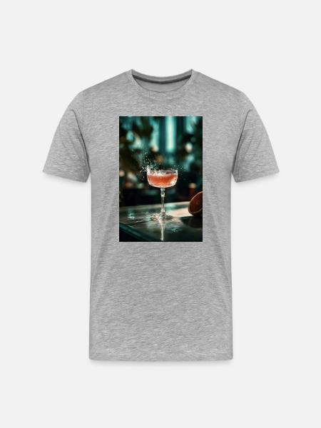 Pink Cocktail Splash in Coupe Glass - Men's Premium Organic T-Shirt - heather grey