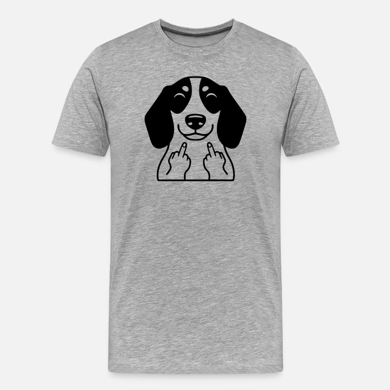 Frecher Dackel zeigt Mittelfinger – Lustiger Comic - Männer Premium Bio T-Shirt - Grau meliert