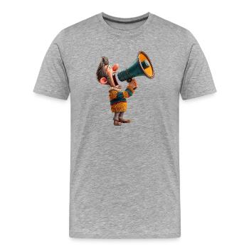 Cartoon Megaphone Speaker - Men's Premium Organic T-Shirt - heather grey - Front - Damien (186cm)