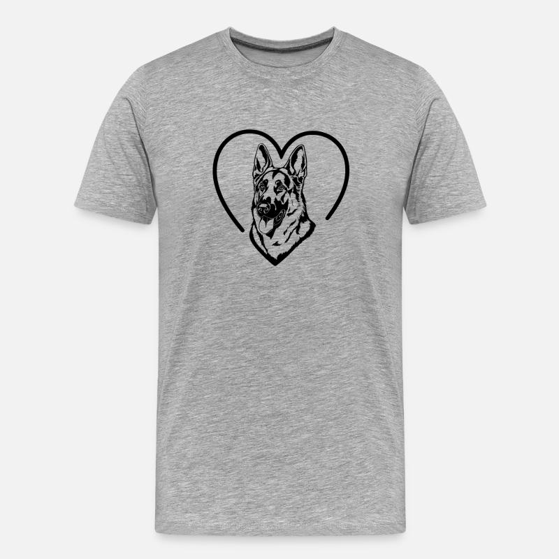 Deutscher Schäferhund Illustration - Männer Premium Bio T-Shirt - Grau meliert