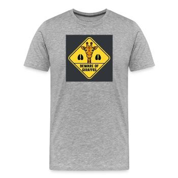 Giraffe Warning Sign - Men's Premium Organic T-Shirt - heather grey - Front - Damien (186cm)