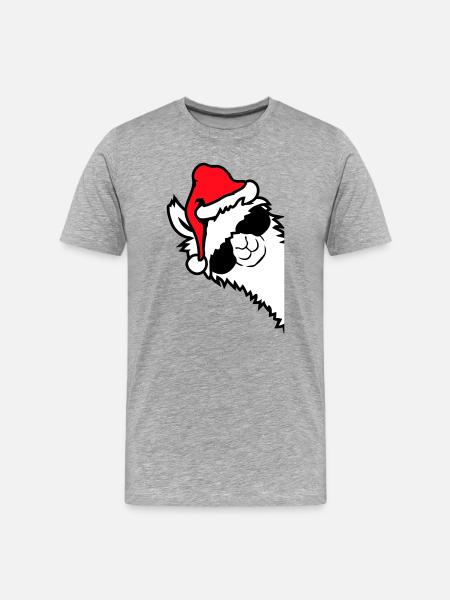 Llama Cool Sunglasses Santa Hat Side - Men's Premium Organic T-Shirt - heather grey