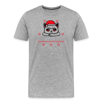 Katze Selbstbewusst Santa's Favorite Weihnachten - Männer Premium Bio T-Shirt - Grau meliert - Vorne - Damien (186cm)